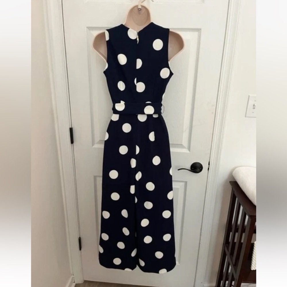 KARL LAGERFELD Paris Sleeveless Polka Dot Crop Pant Jumpsuit, Size 8 - Picture 5 of 10
